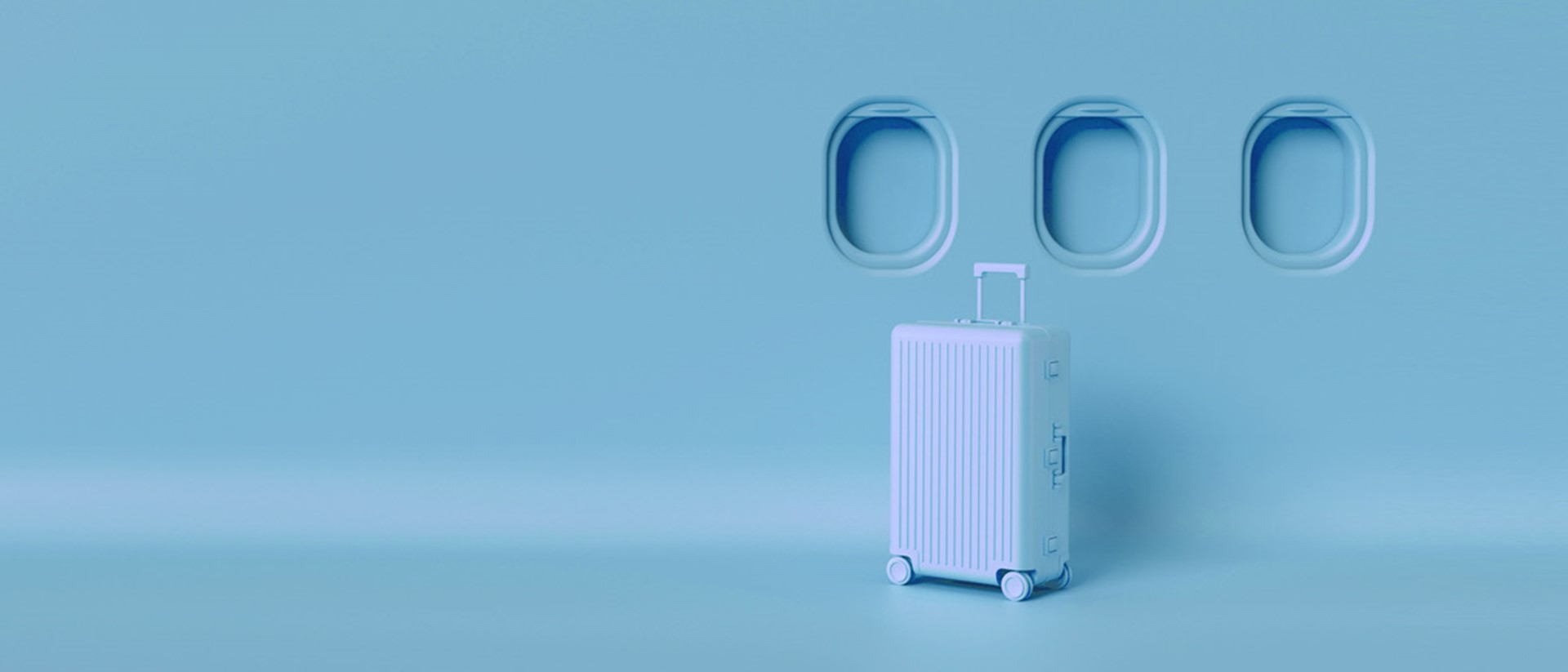 Image of a blue suitcase against a blue background