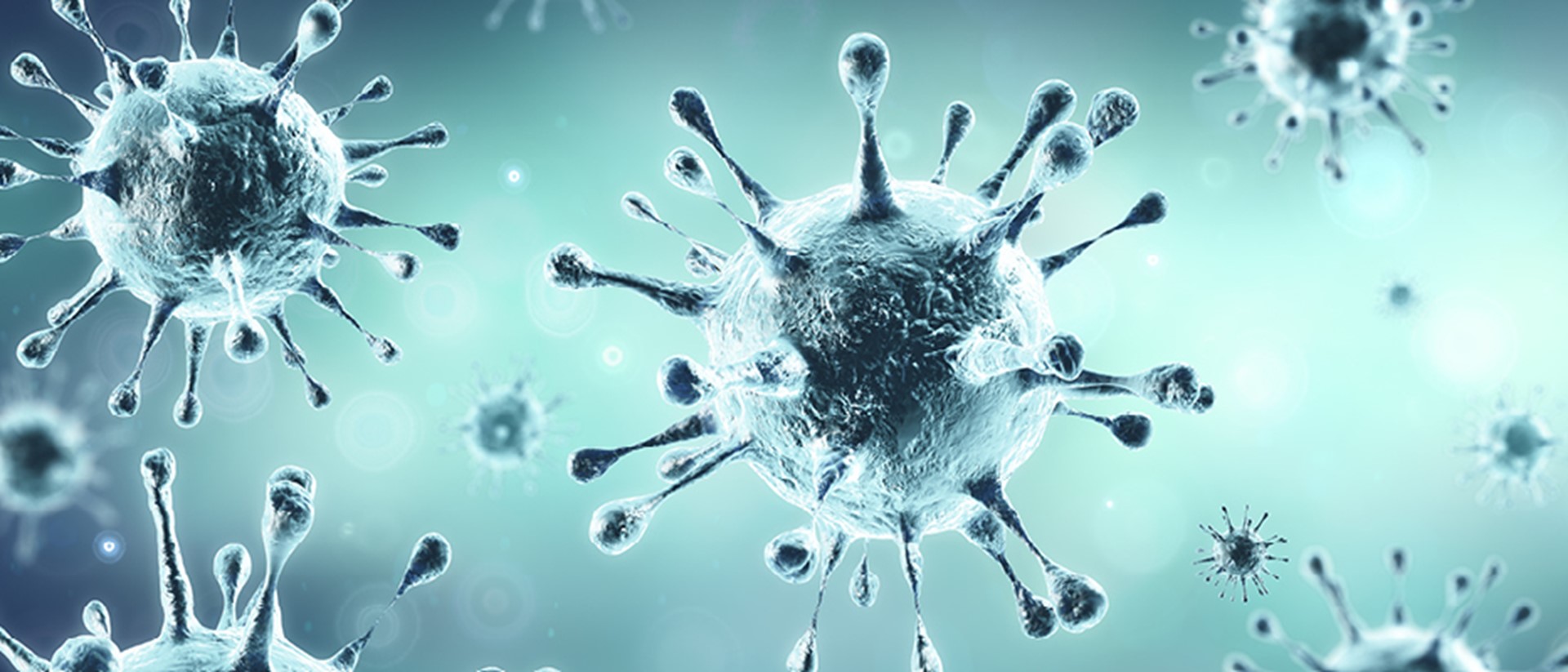 Image of blue viruses on a blue background