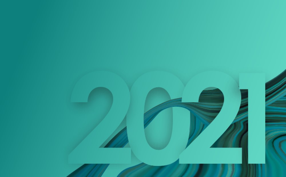 Image of 2021 on a teal background
