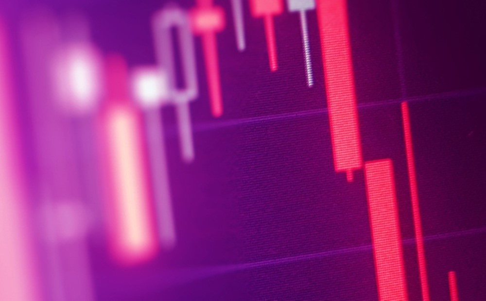 Image of an investment chart on a purple background