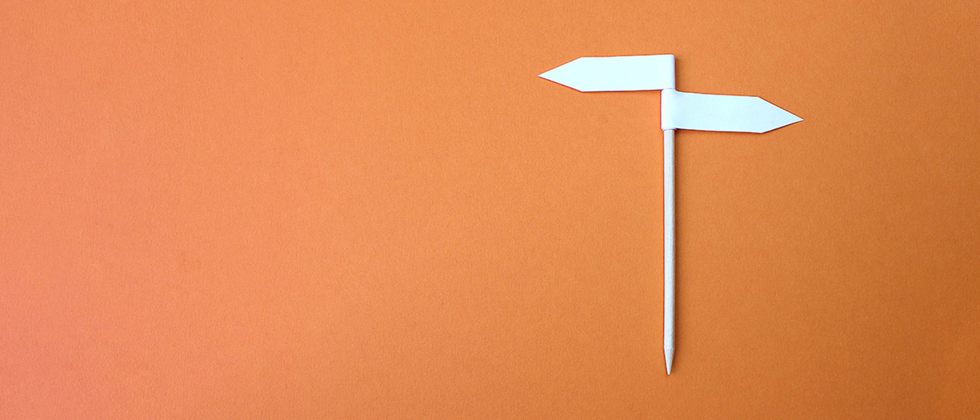 Image of a white road fork on an orange background