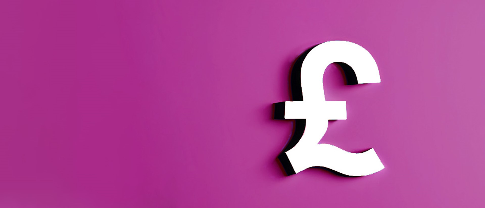 A white sterling pound symbol against a purple background