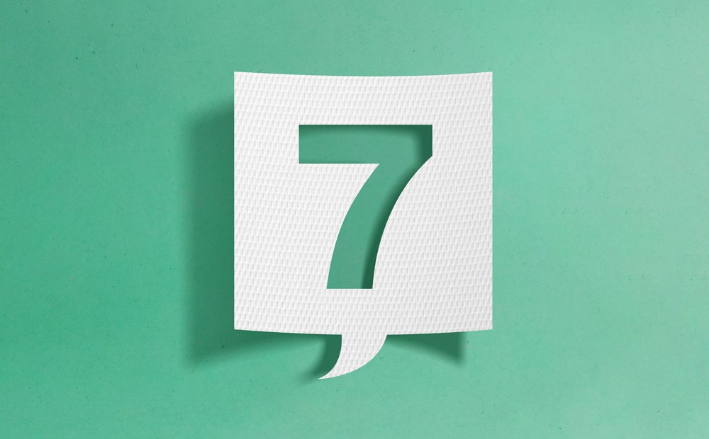Number 7 against a green background