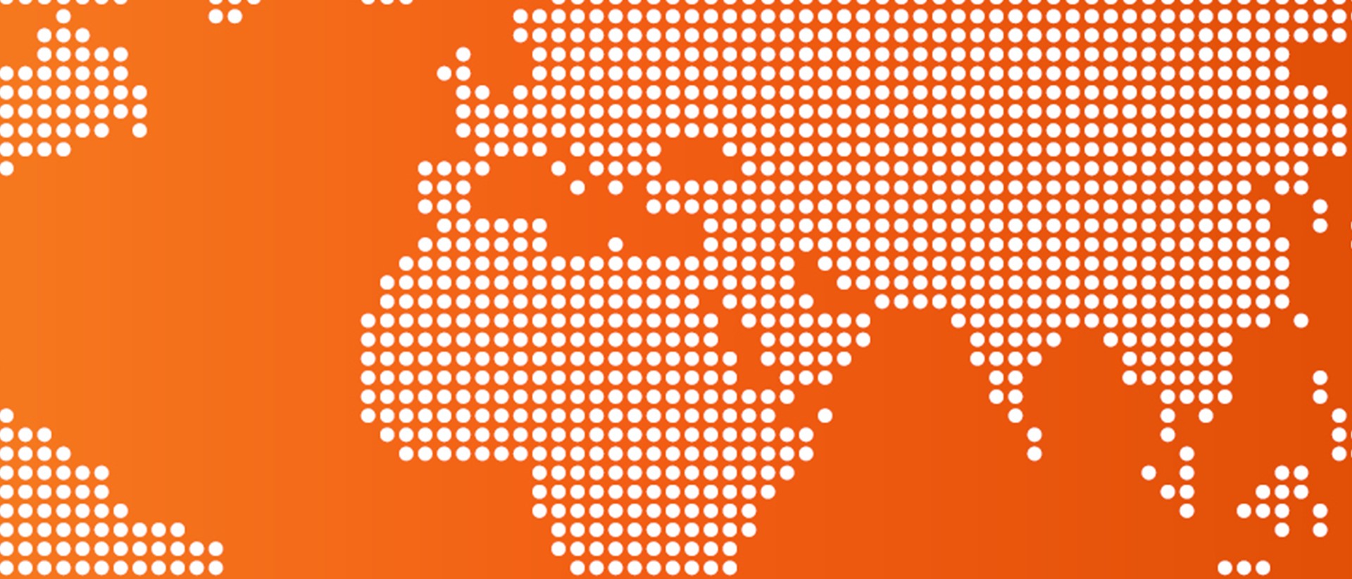 Image of the globe made up of white dots on an orange background