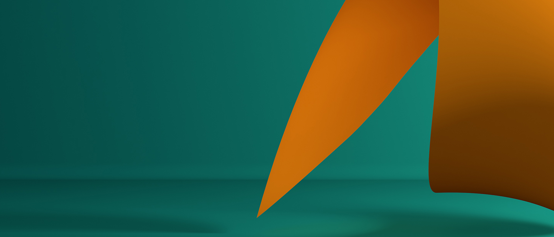 Hero image of one of 7IM's brand shapes in orange and teal