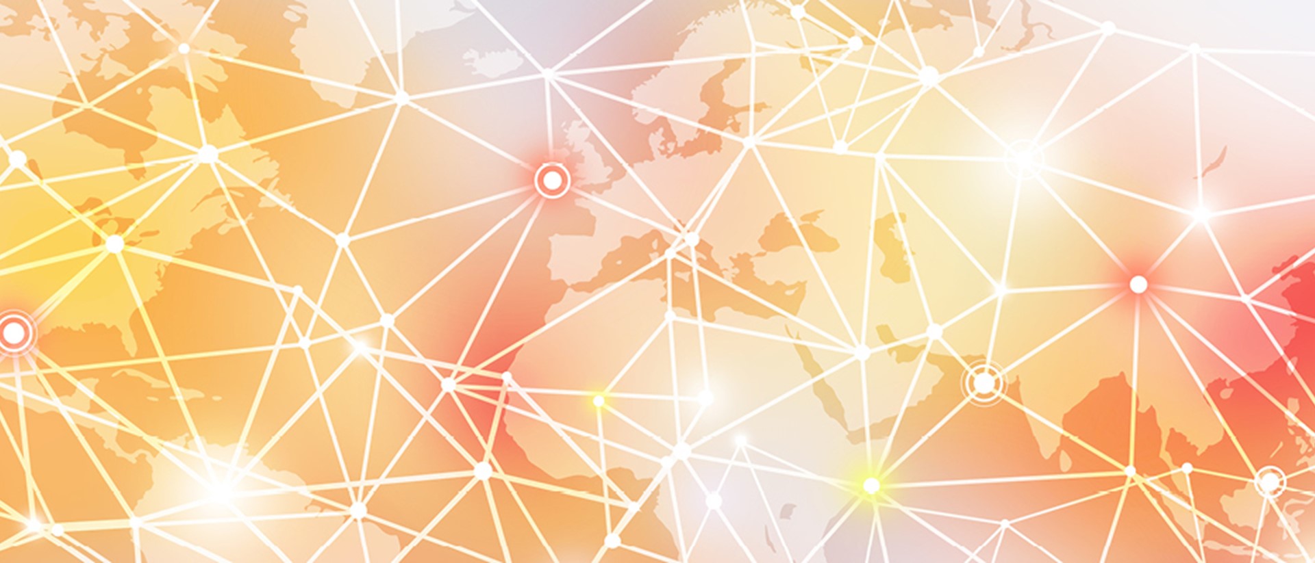 Image of a world map with lines across it with an orange background