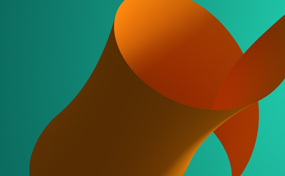 Image of an abstract orange shape against a green background