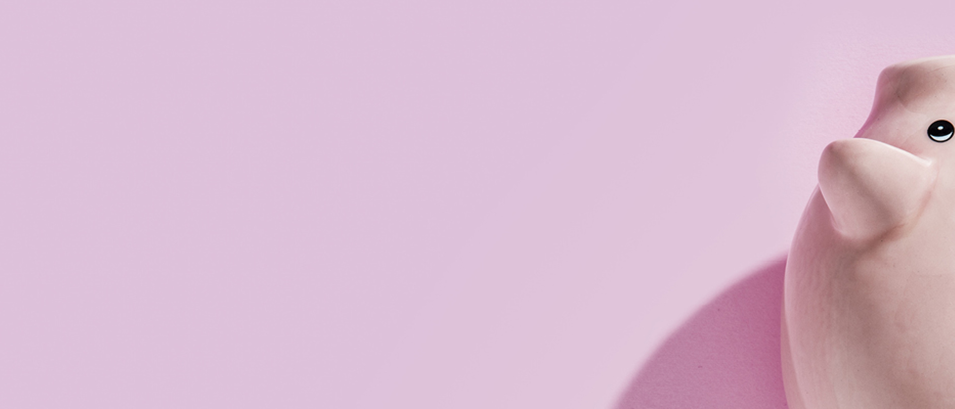 Top down image of a pink piggy bank on a pink background