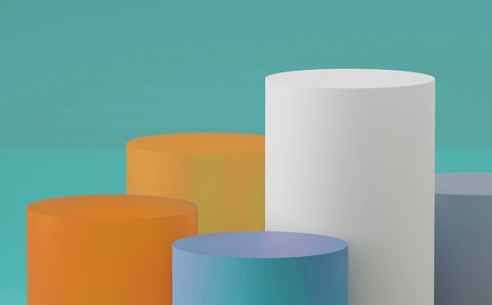 Image of cylinders on a teal background