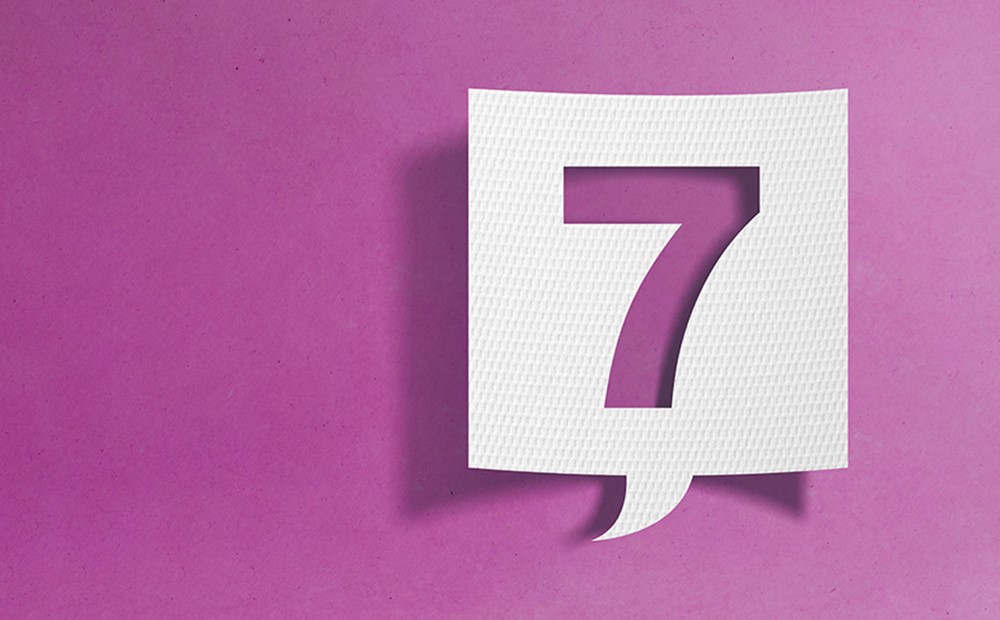 Image of a number 7 on a purple background