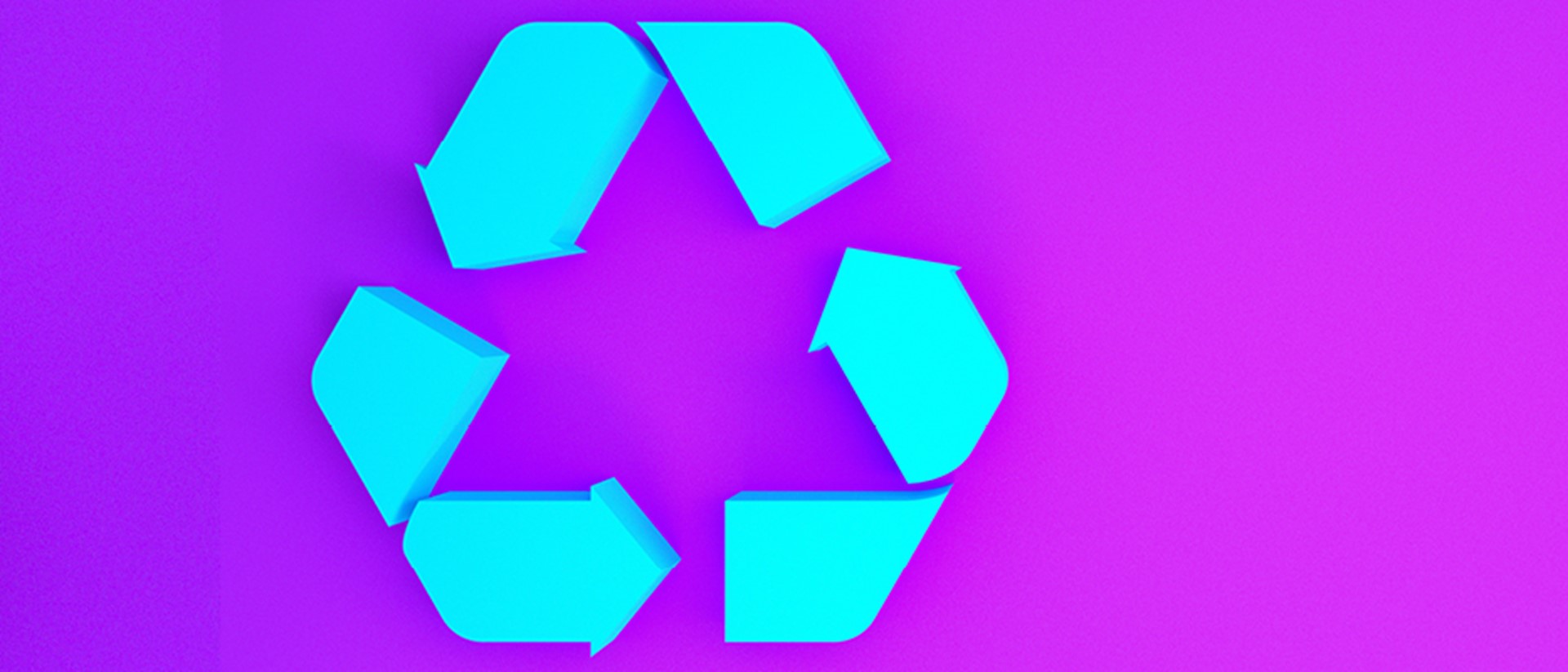 Image of a blue recycling logo on a purple background