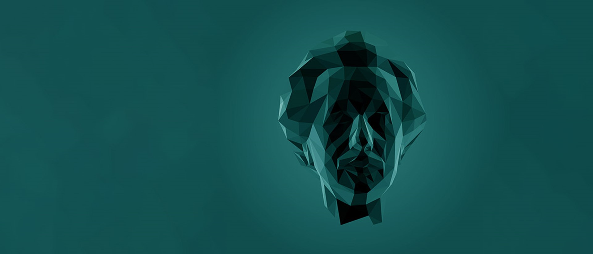 Image of a 3D model based on Alfred Einstein on a teal background
